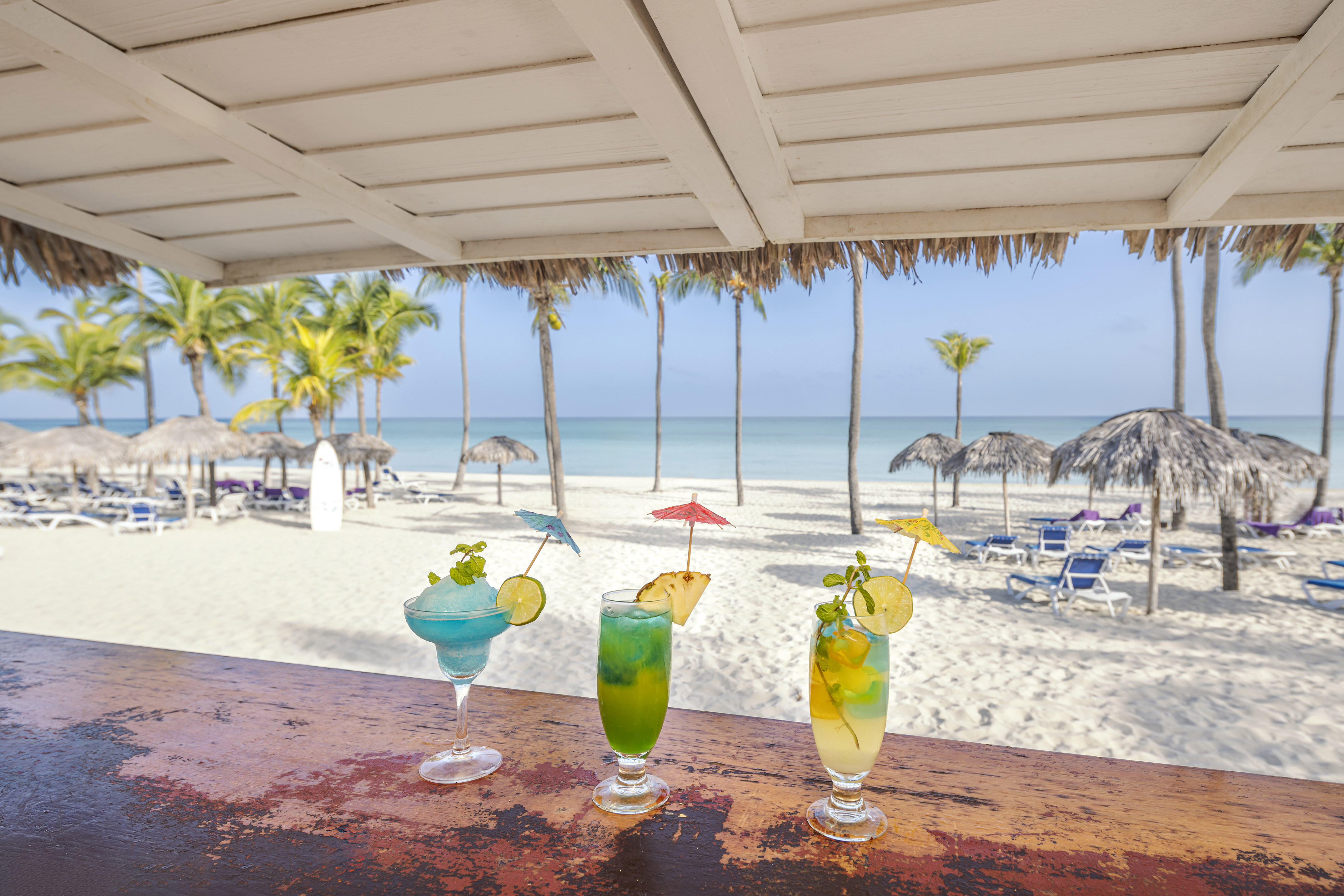 a group of drinks on a table
