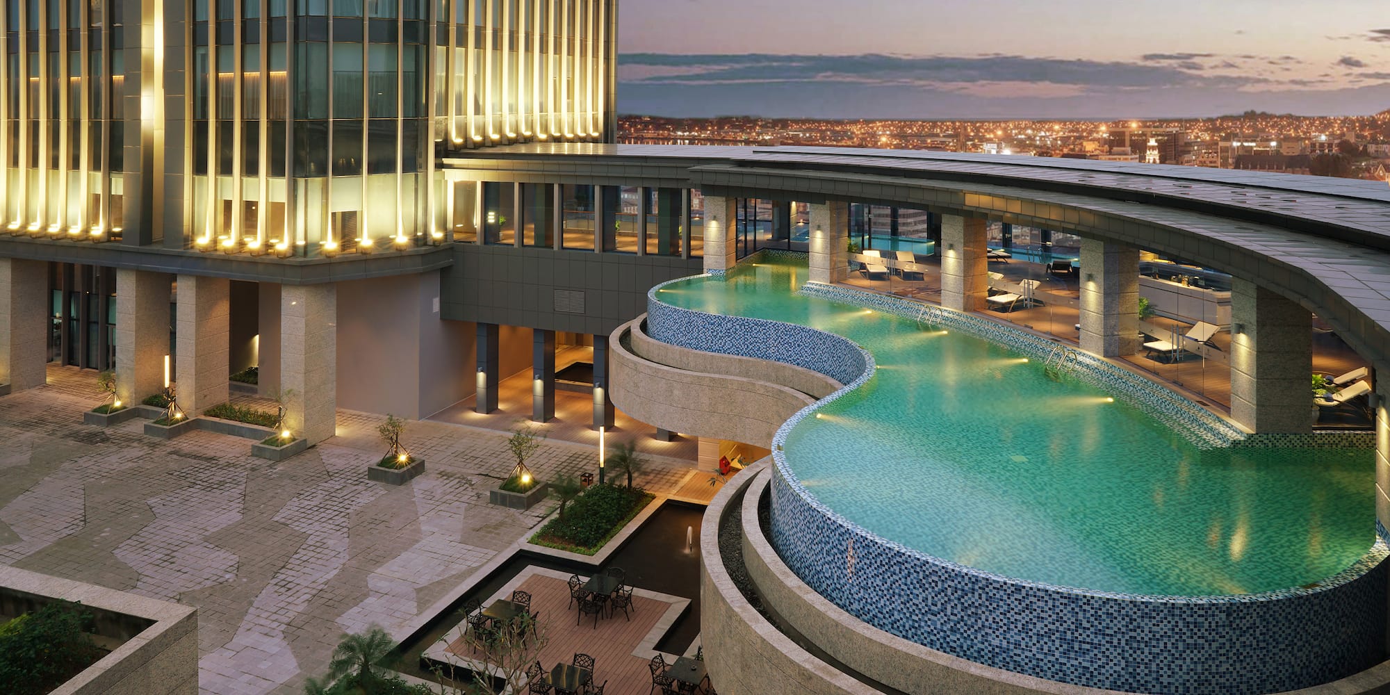 a pool in a building