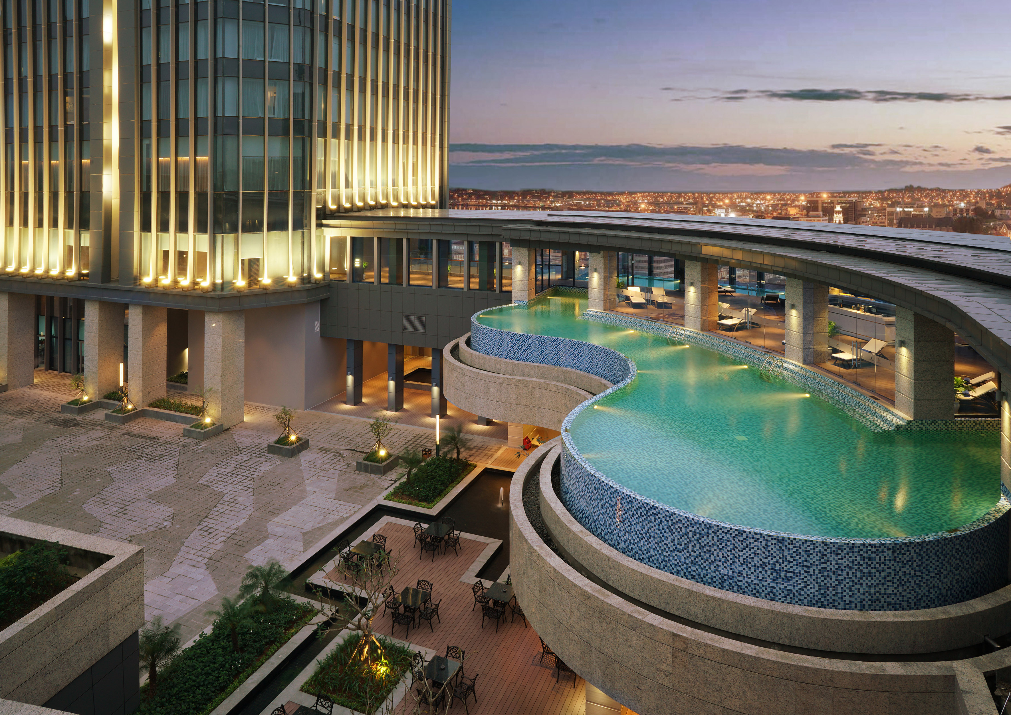 a pool in a building
