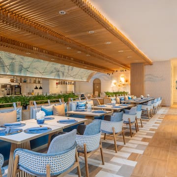 a restaurant with tables and chairs