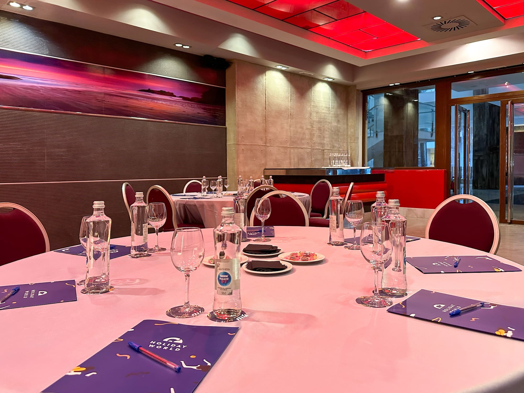 a table set up for a meeting