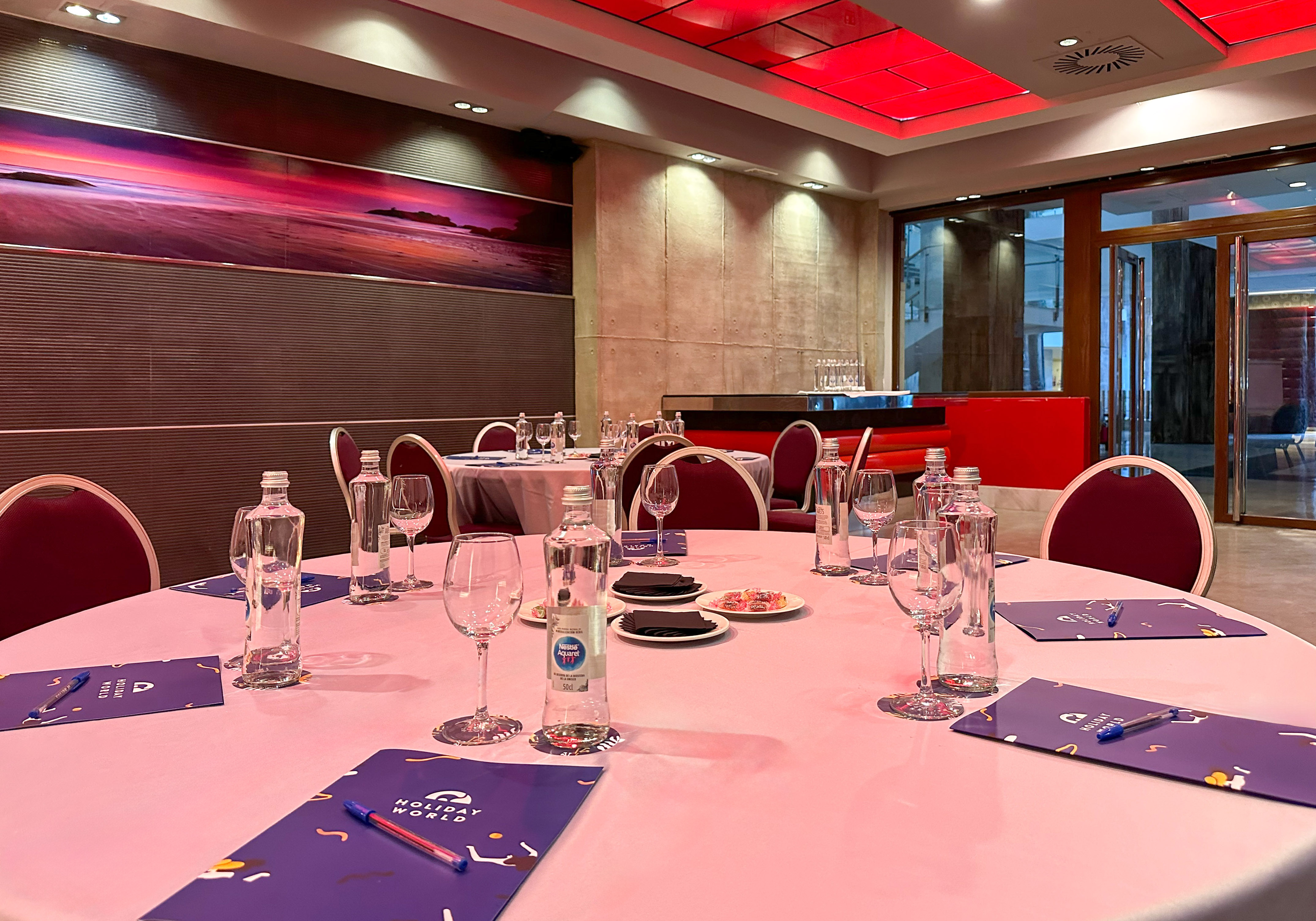 a table set up for a meeting