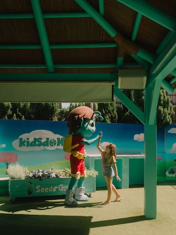 a person in a garment with a child