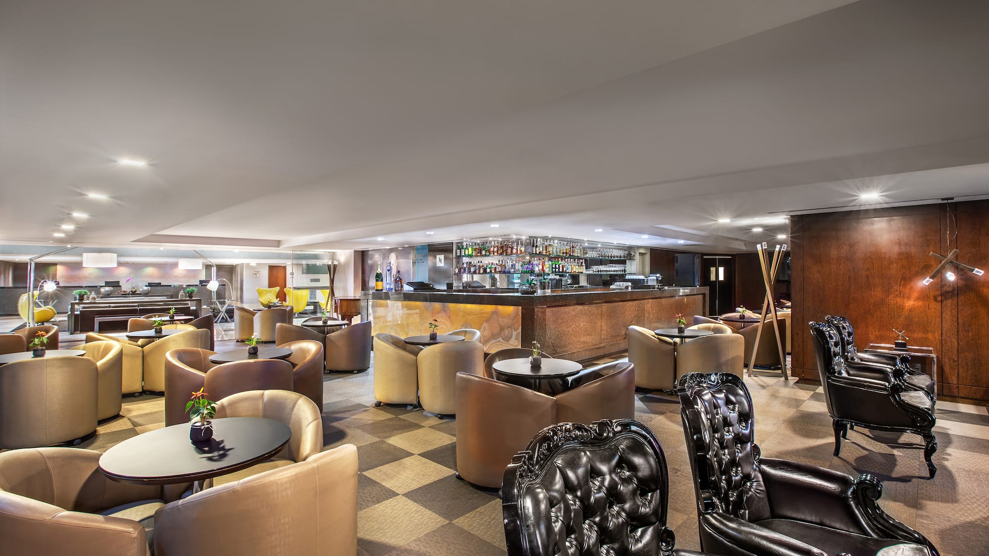 a room with tables and chairs