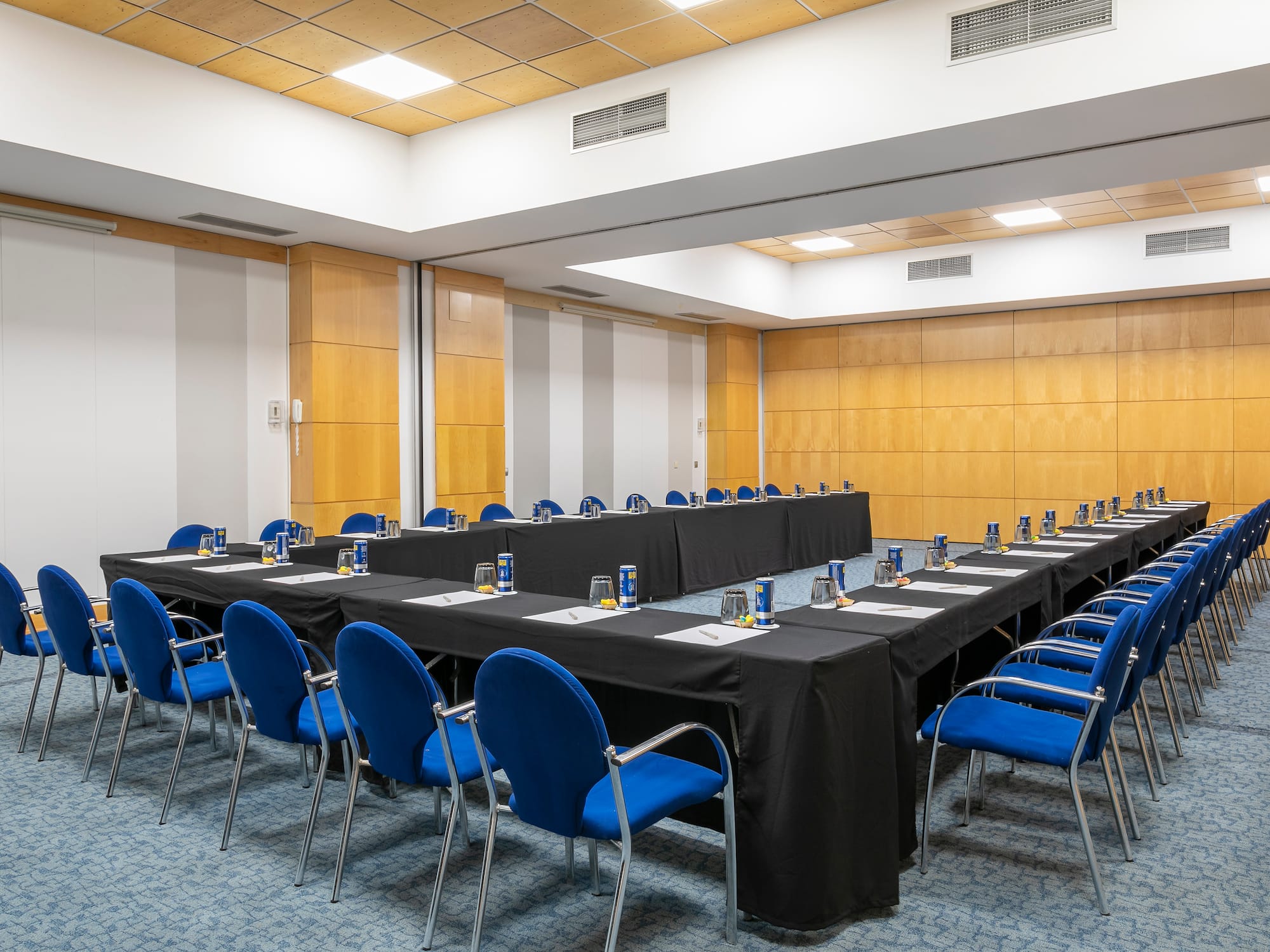 a room with tables and chairs