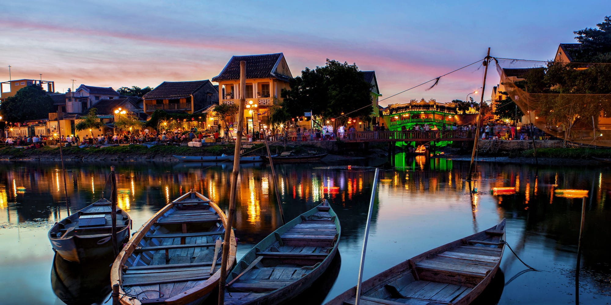 boats on the water at night