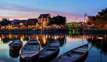 boats on the water at night