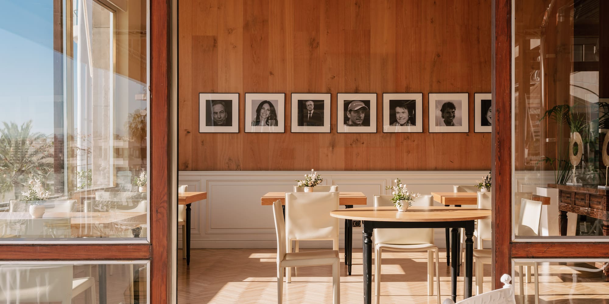 a room with a table and chairs