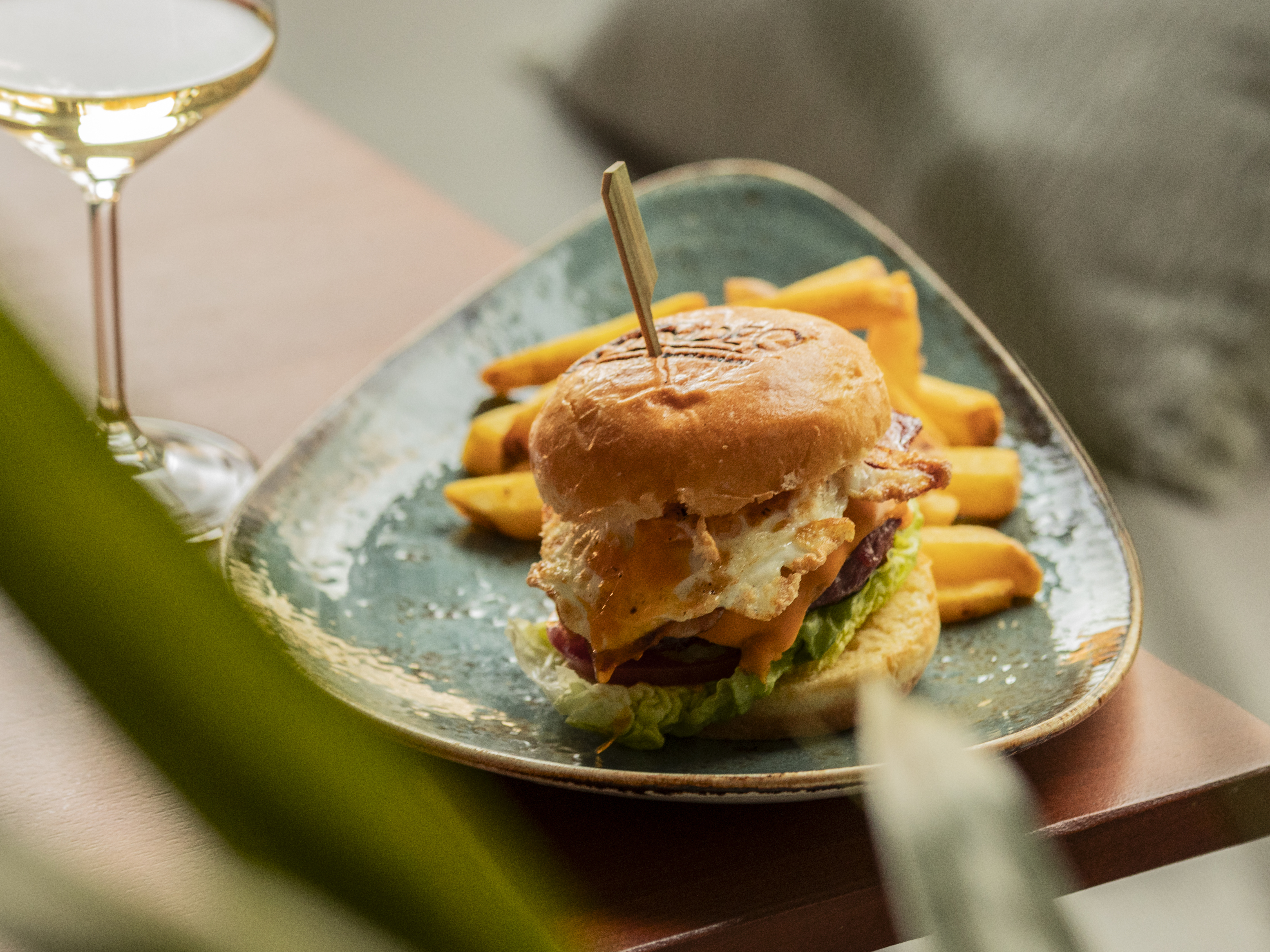a plate of food with a burger and fries
