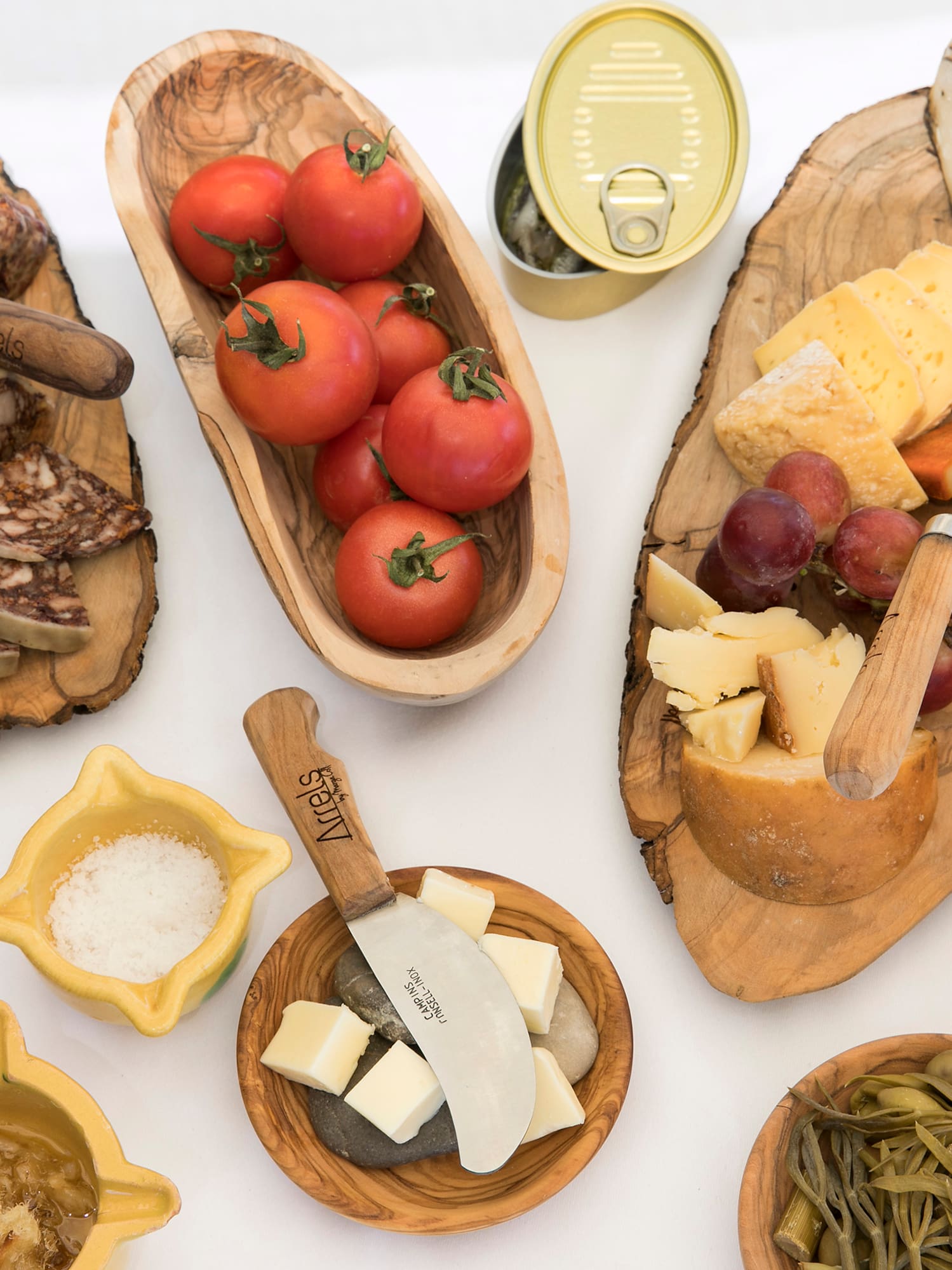 a table with different food items