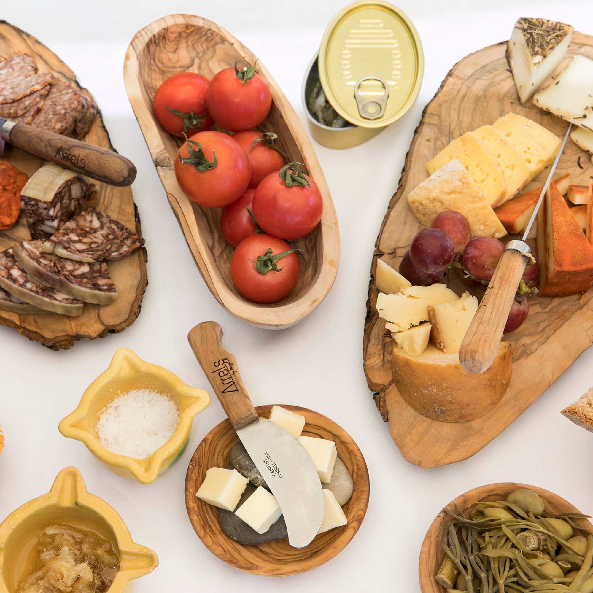 a table with different food items