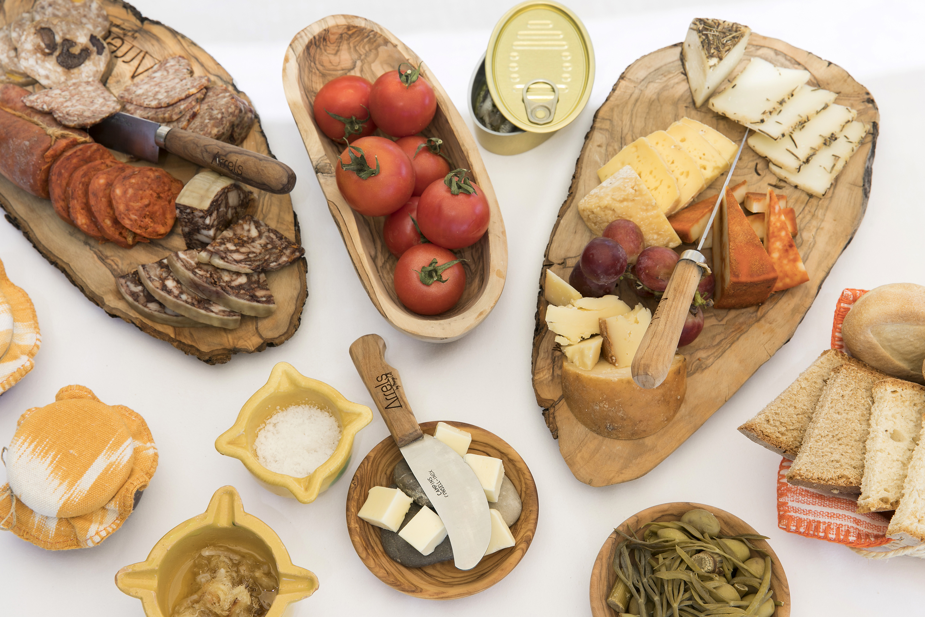 a table with different food items