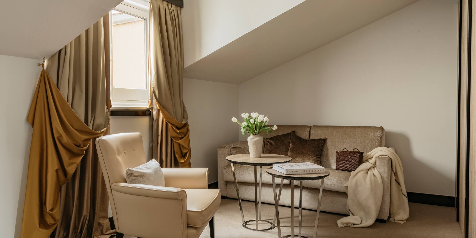 a room with a couch and a table