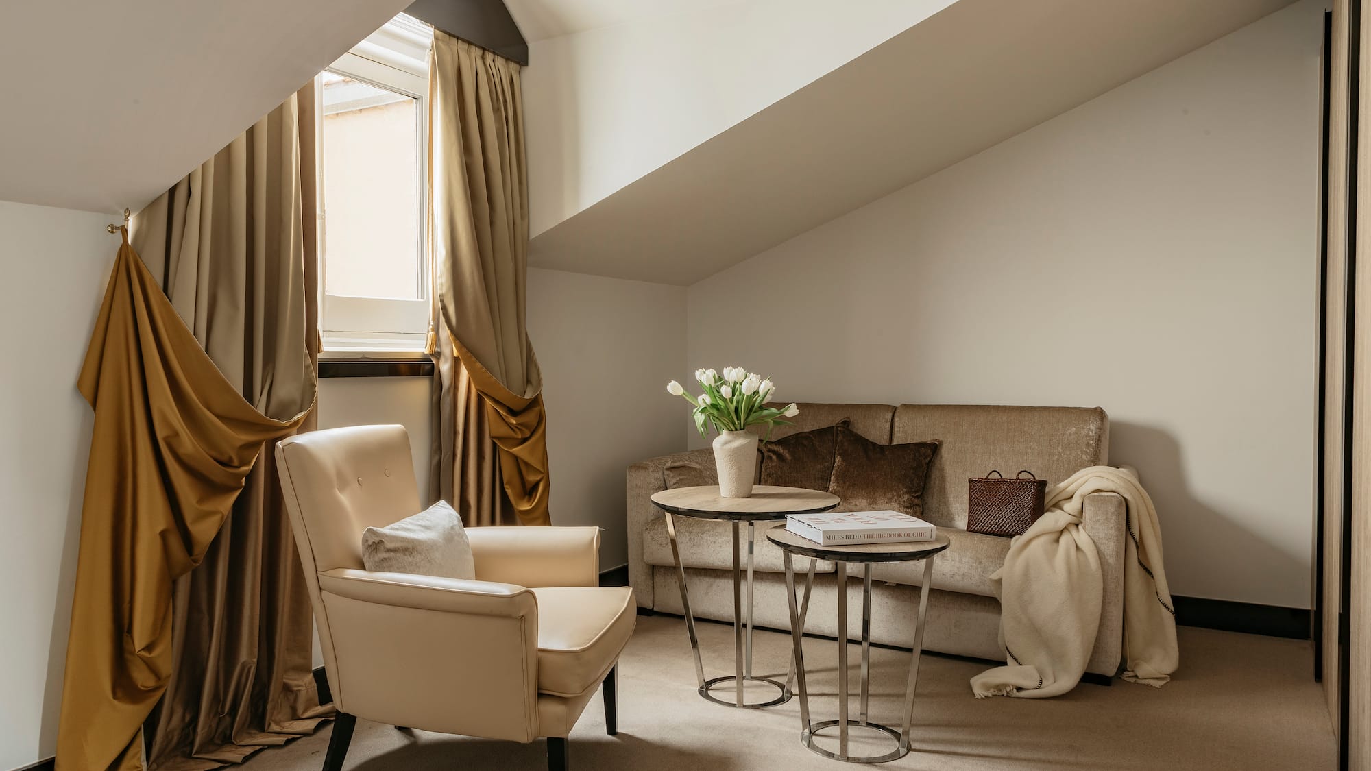 a room with a couch and a table