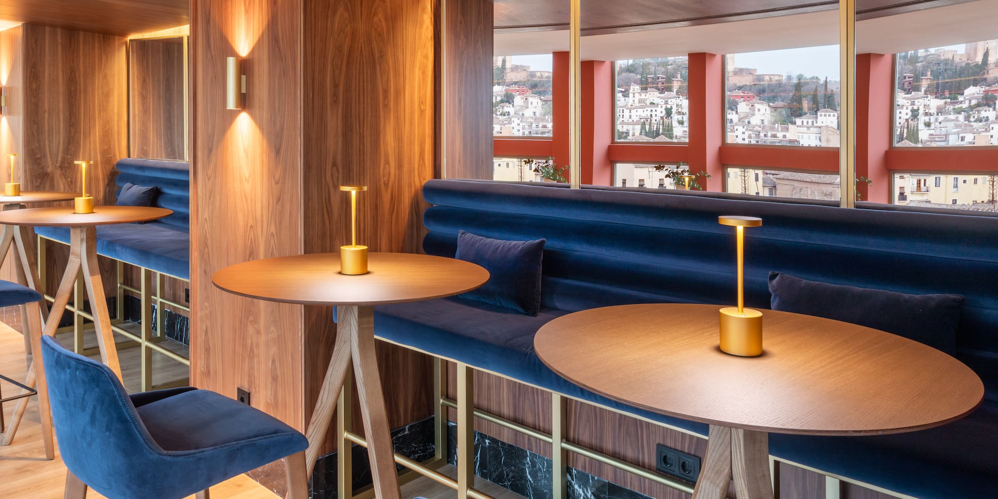 a room with tables and chairs