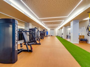 a gym with exercise equipment