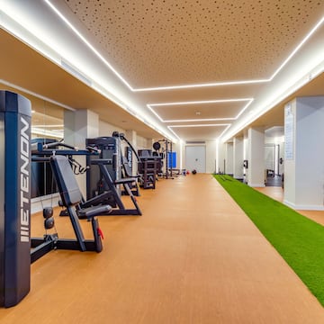 a gym with exercise equipment