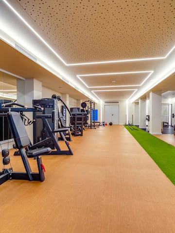 a gym with exercise equipment