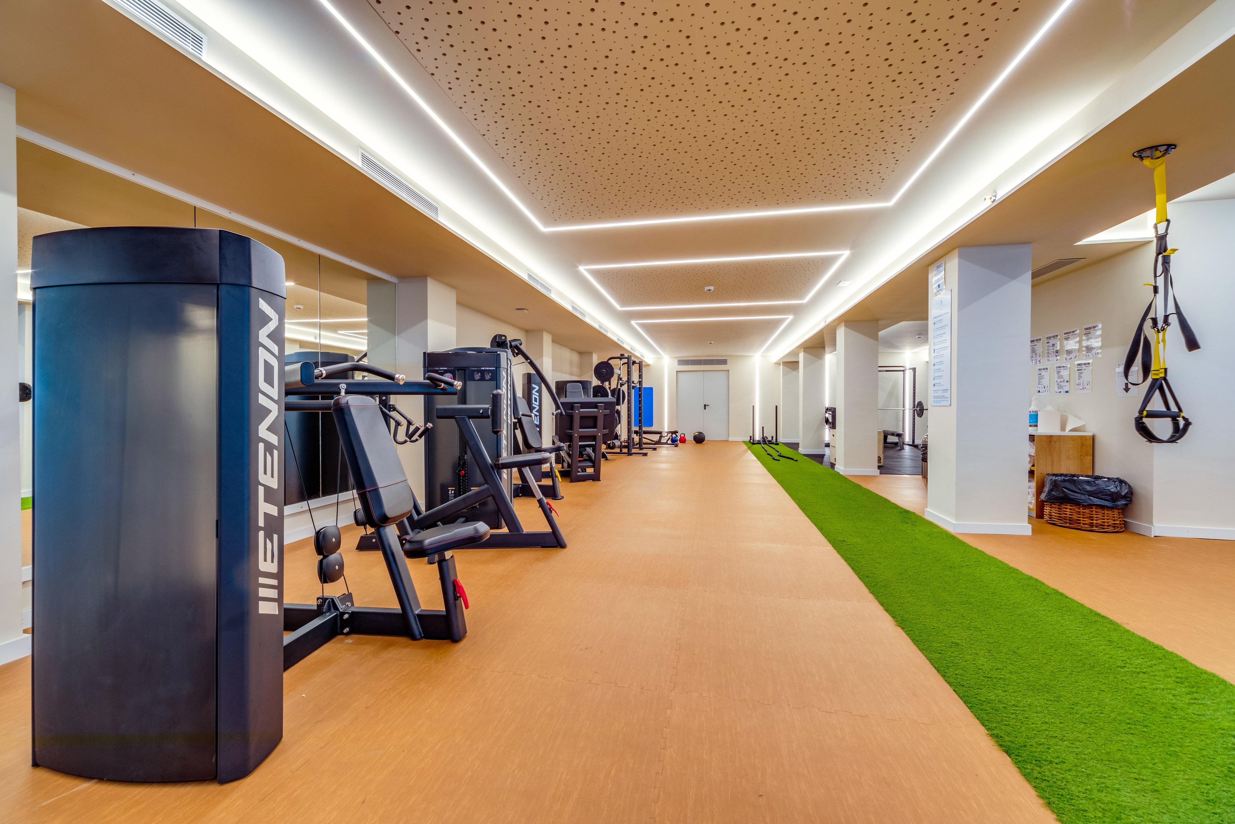 a gym with exercise equipment