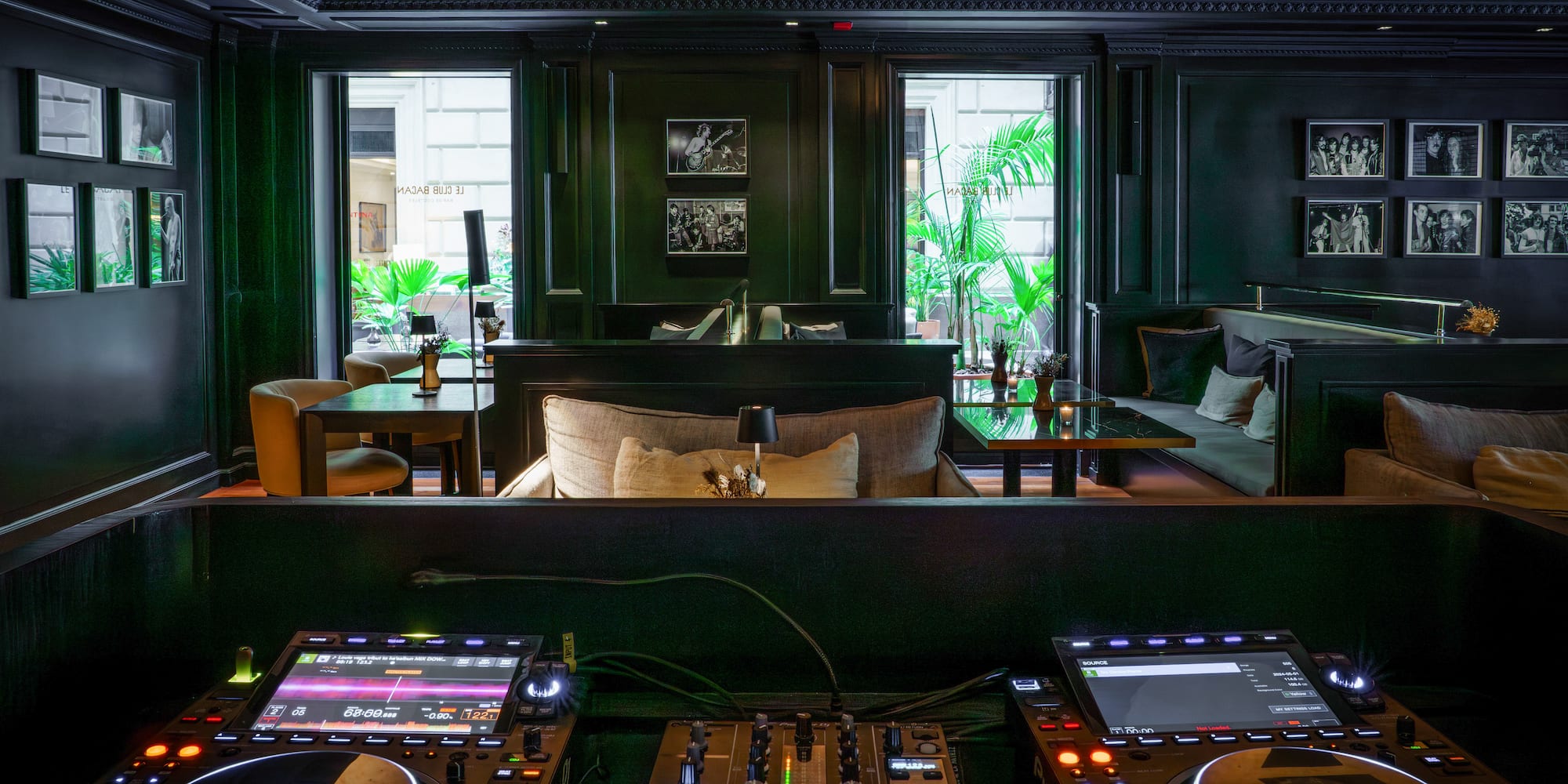 a dj's in a dark room