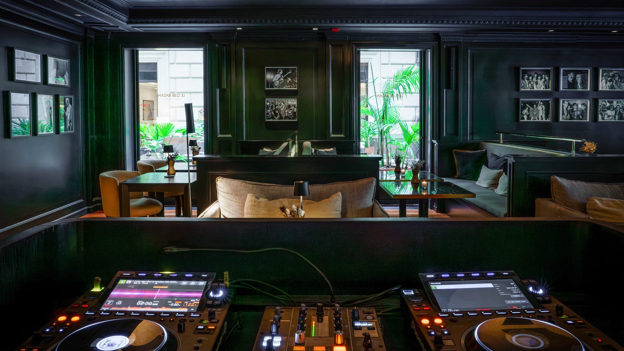 a dj's in a dark room