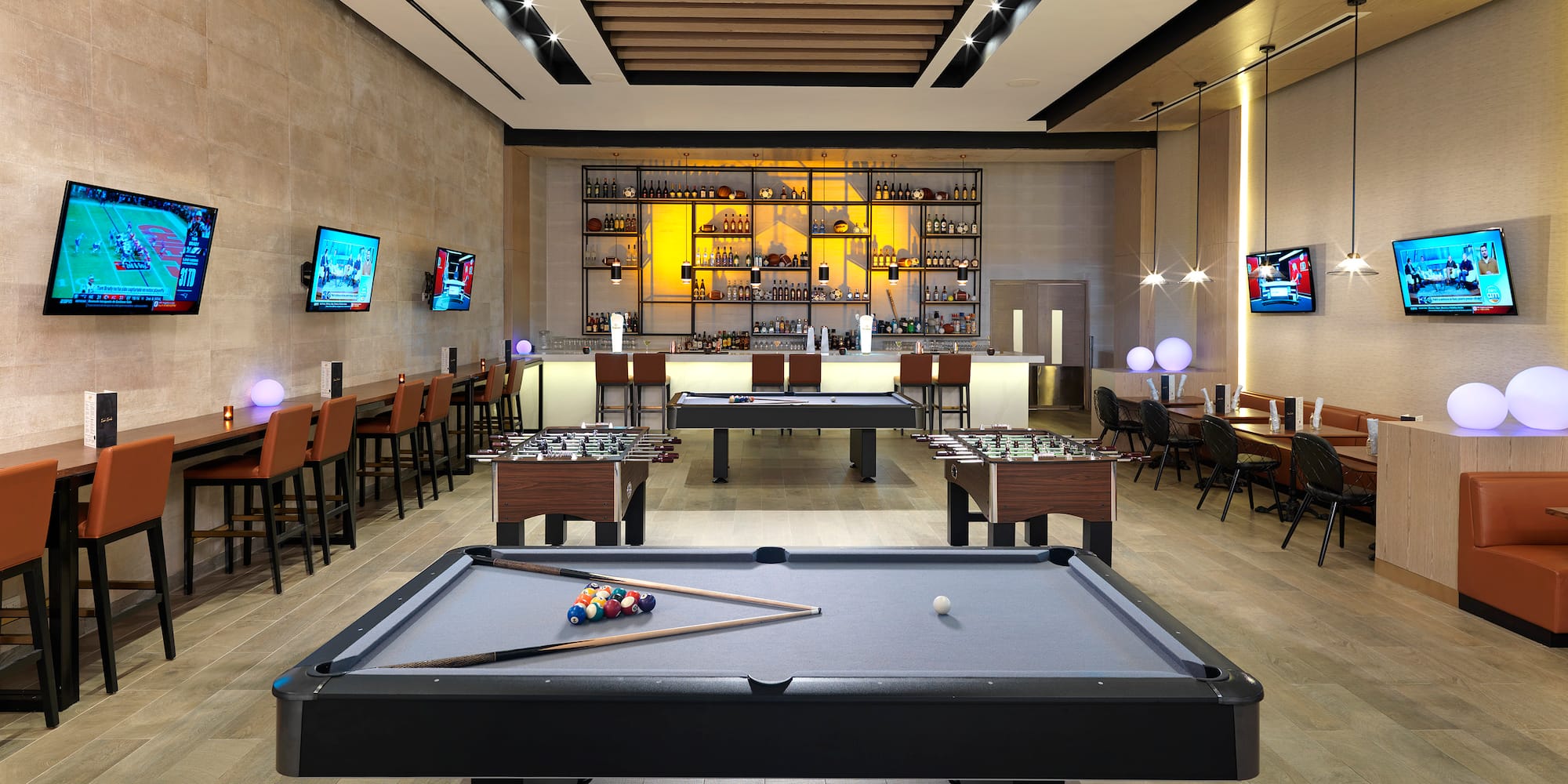 a pool table in a room