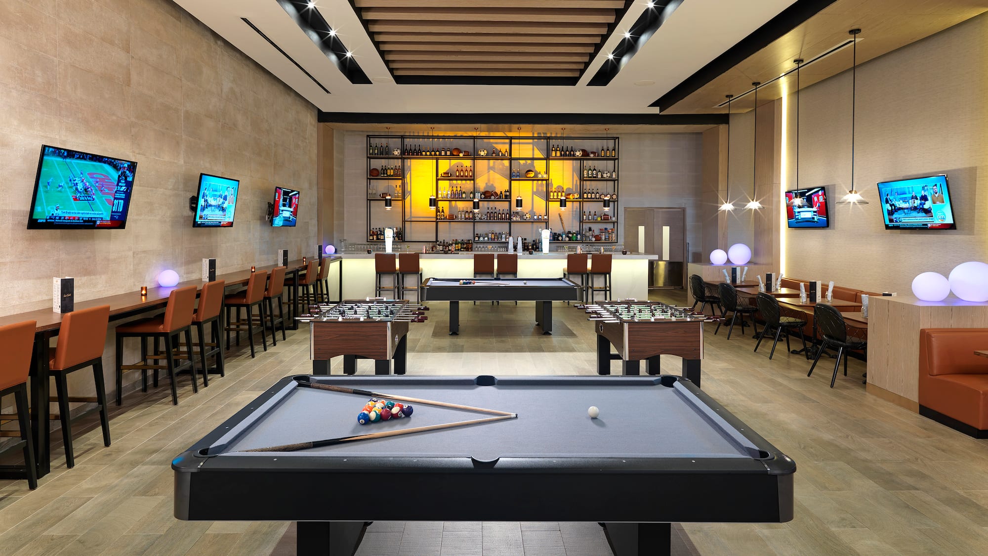 a pool table in a room