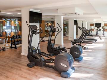 a room with exercise machines
