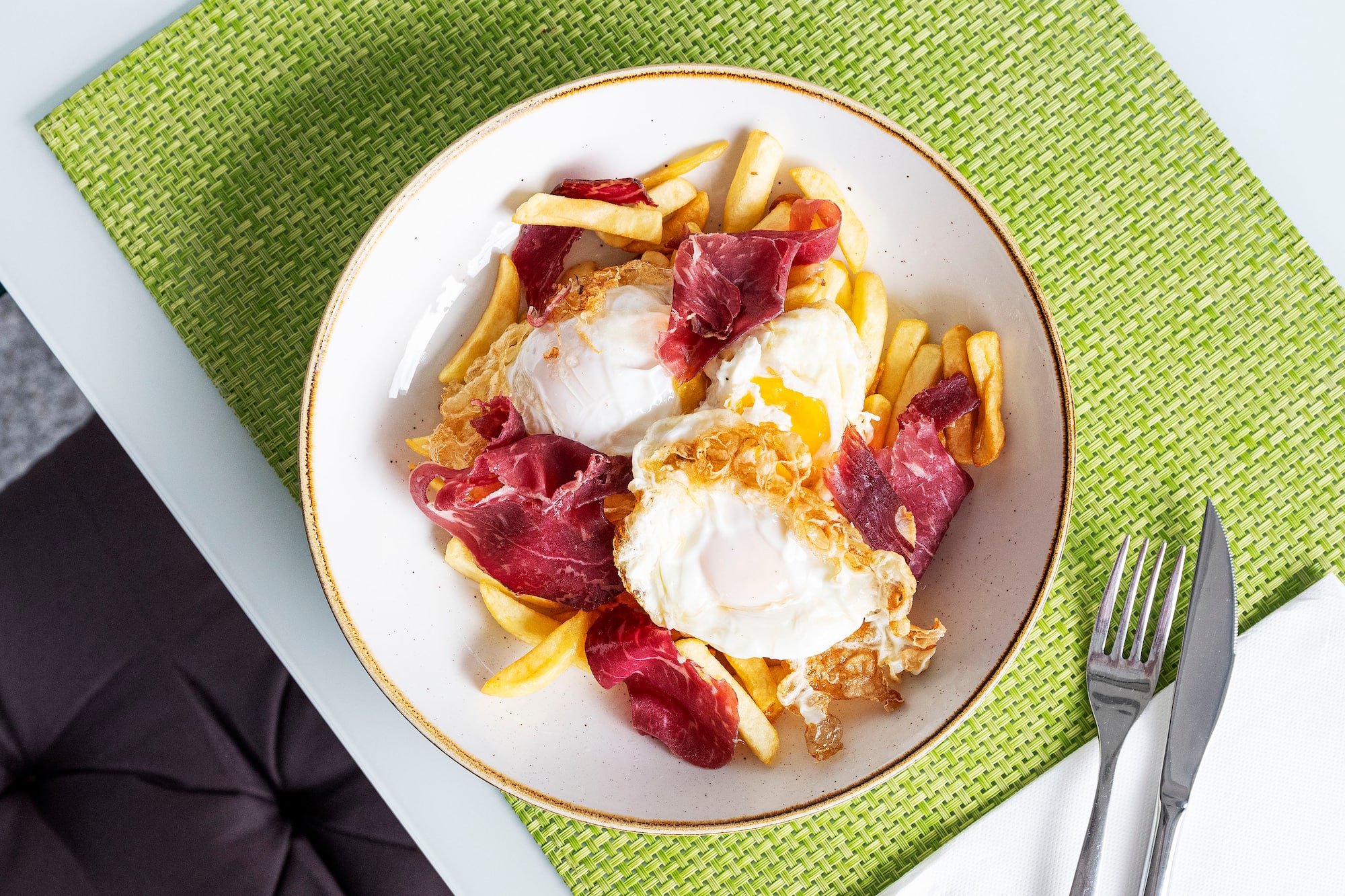 a plate of food on a place mat