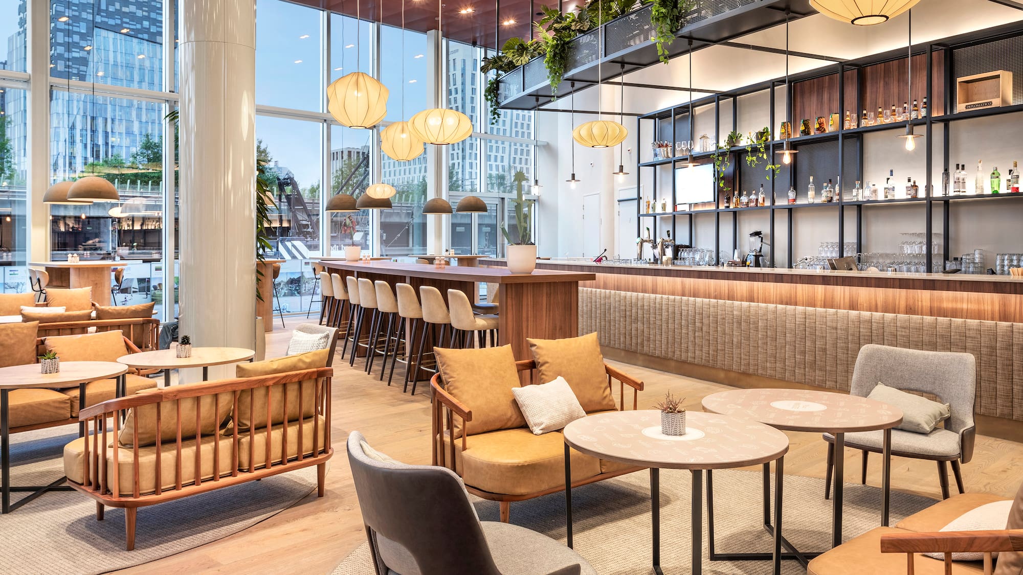 a room with tables and chairs