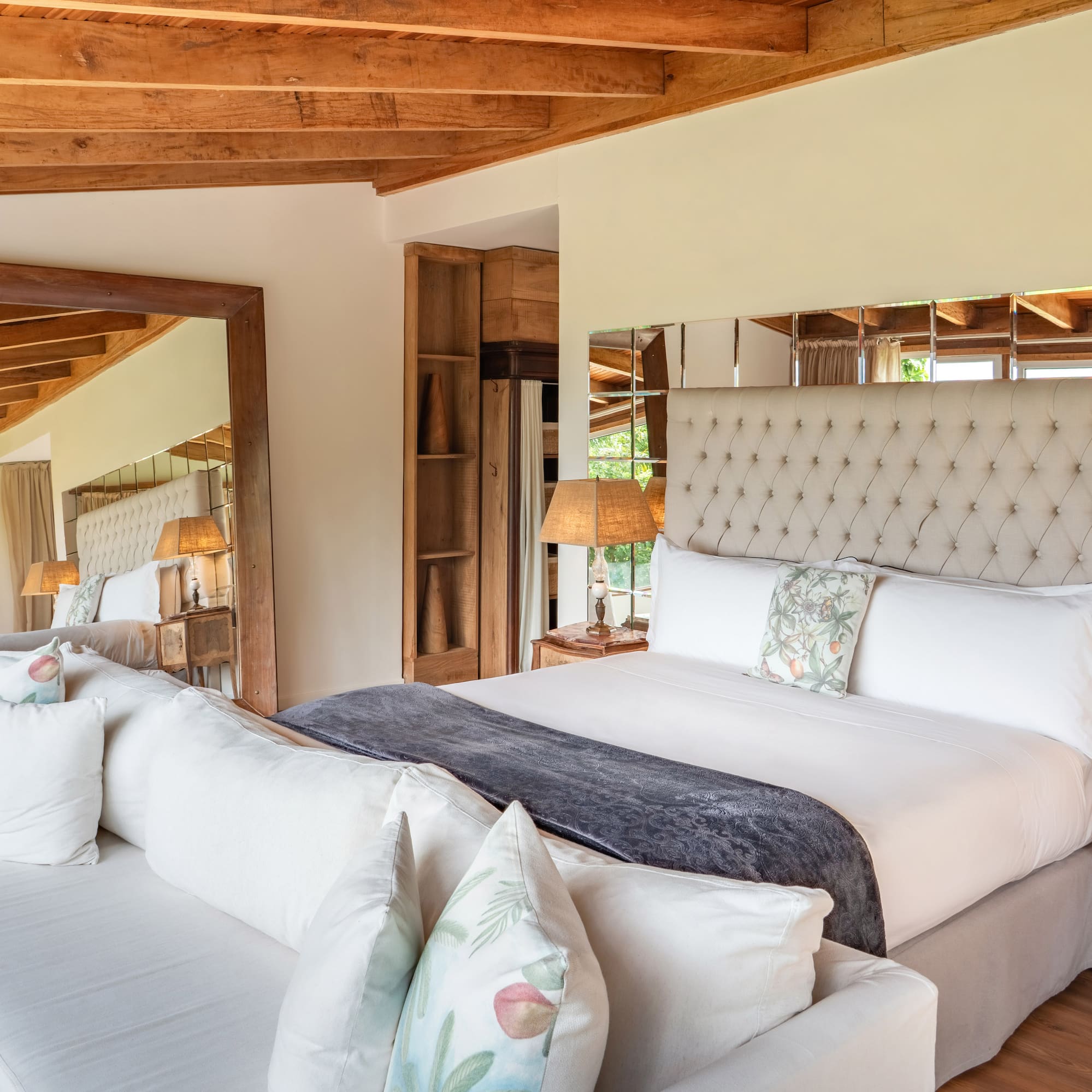 a large bed in a room