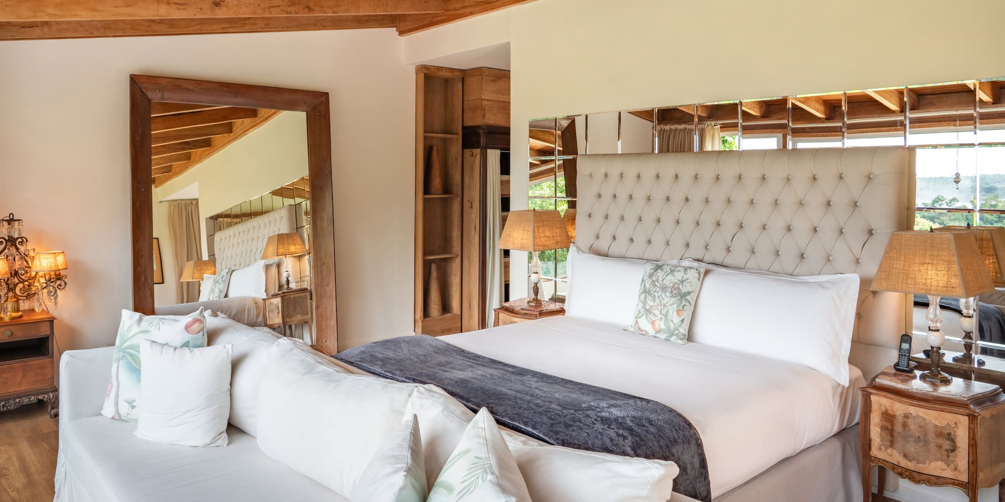 a large bed in a room