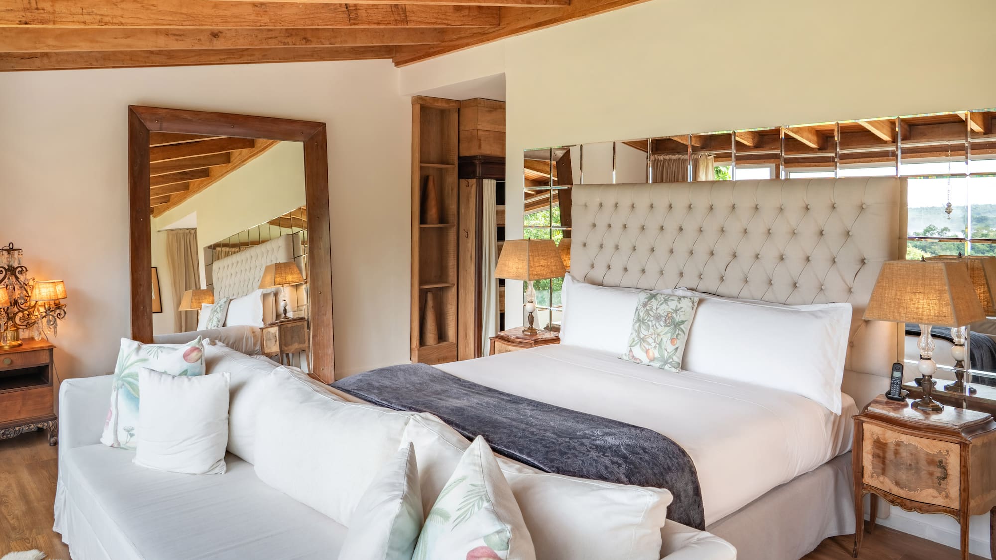 a large bed in a room