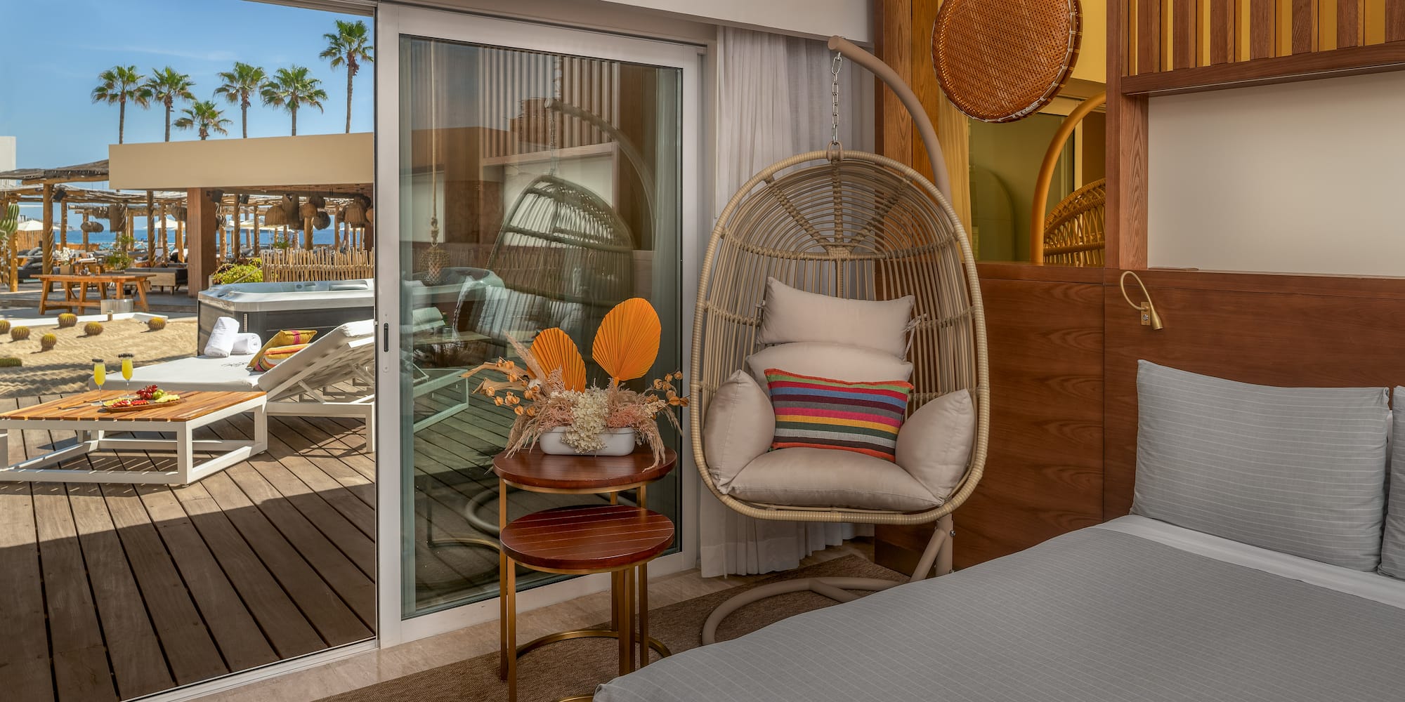 a room with a bed and a chair