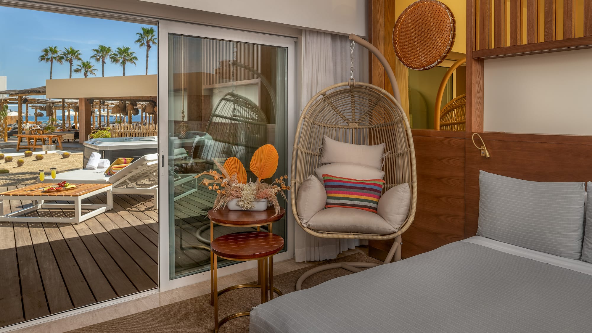 a room with a bed and a chair