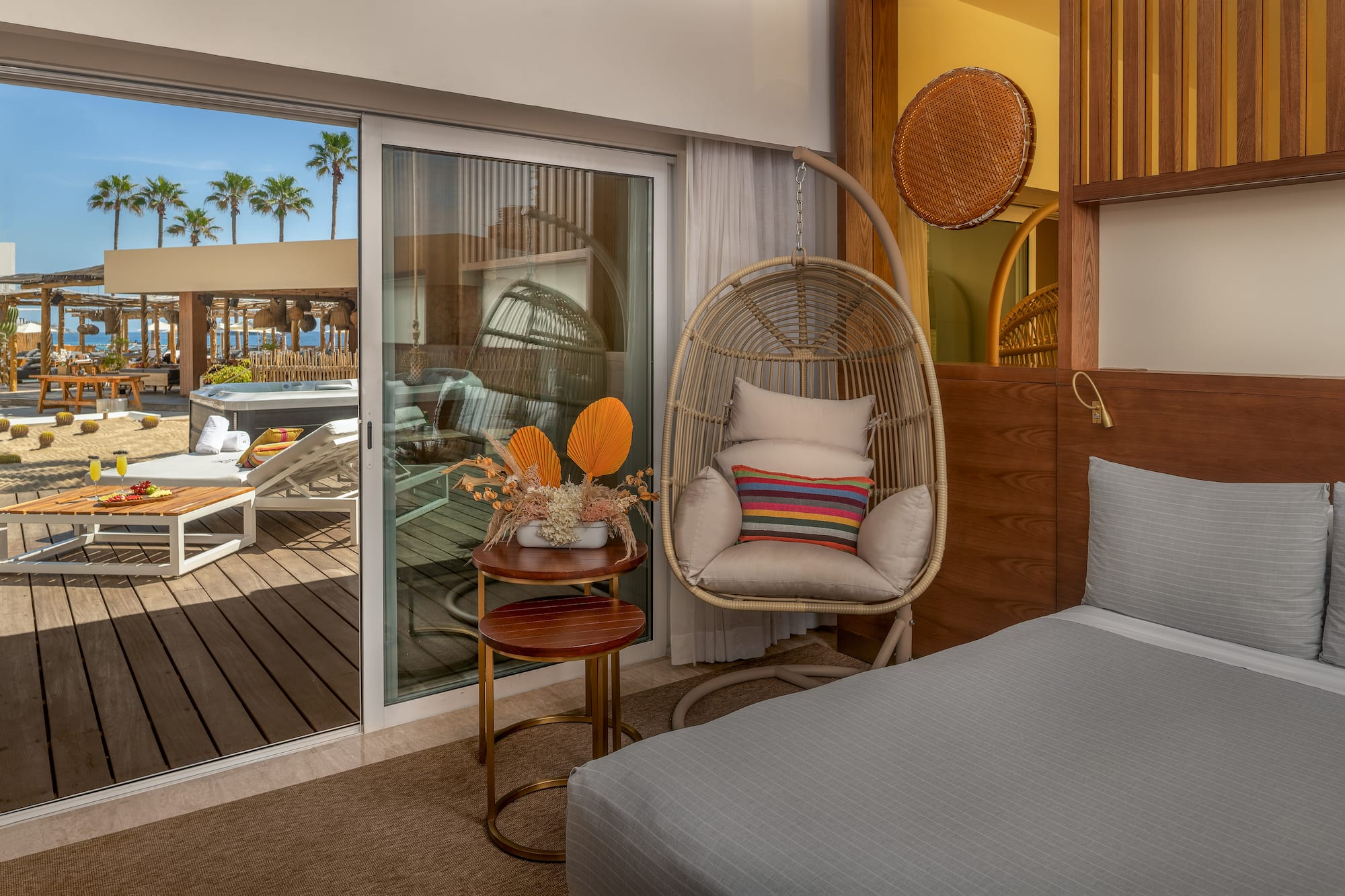 a room with a bed and a chair