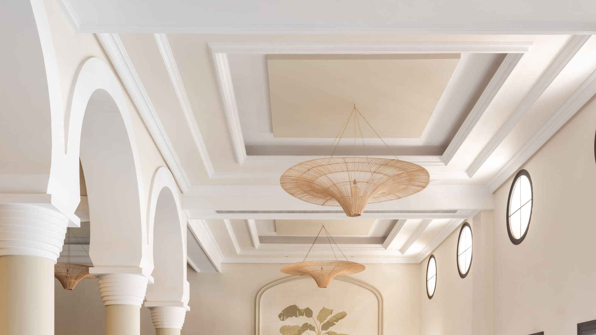 a room with tables and chairs