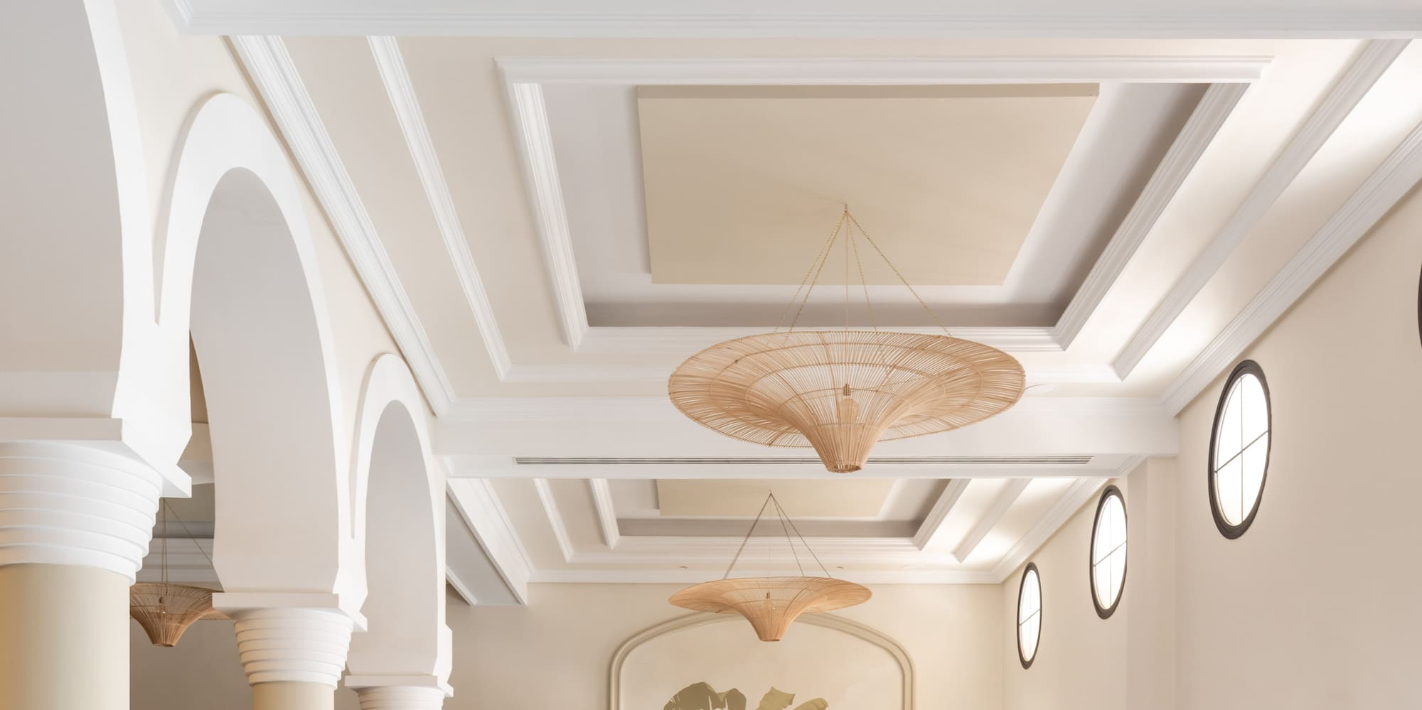 a room with tables and chairs