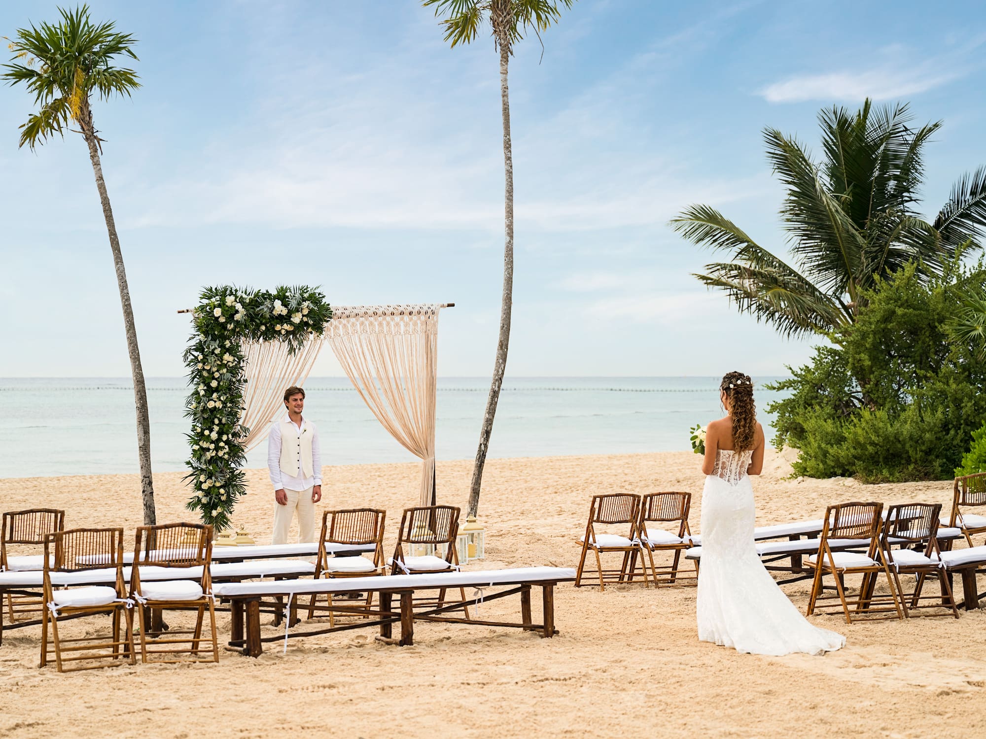 a man and woman on a beach