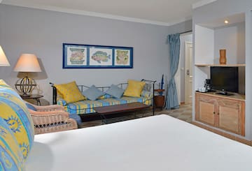 a room with a couch and a tv