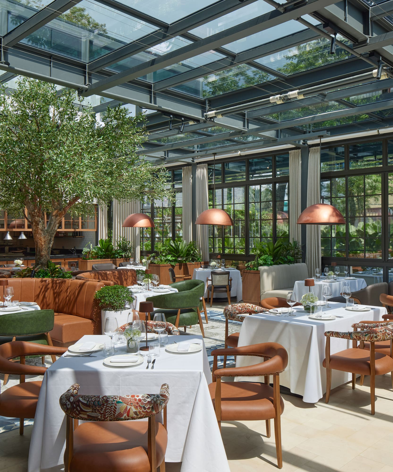 a restaurant with tables and chairs