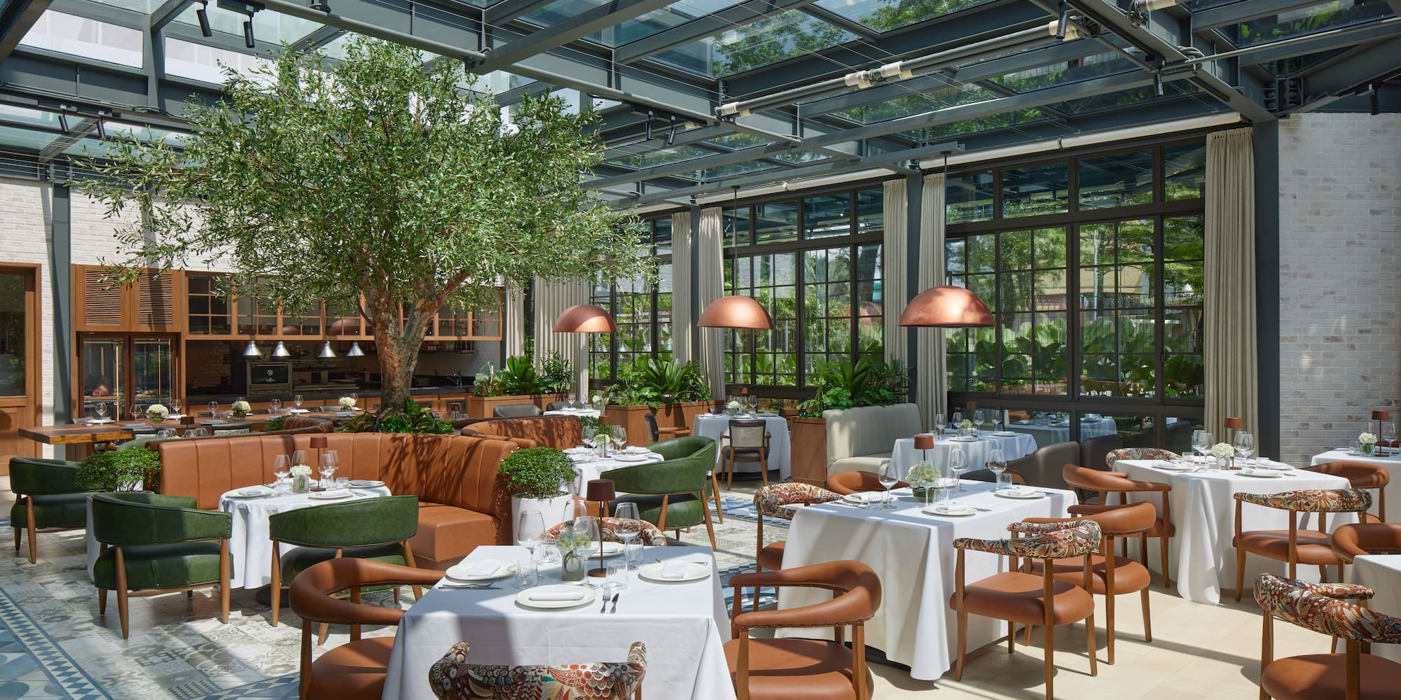 a restaurant with tables and chairs