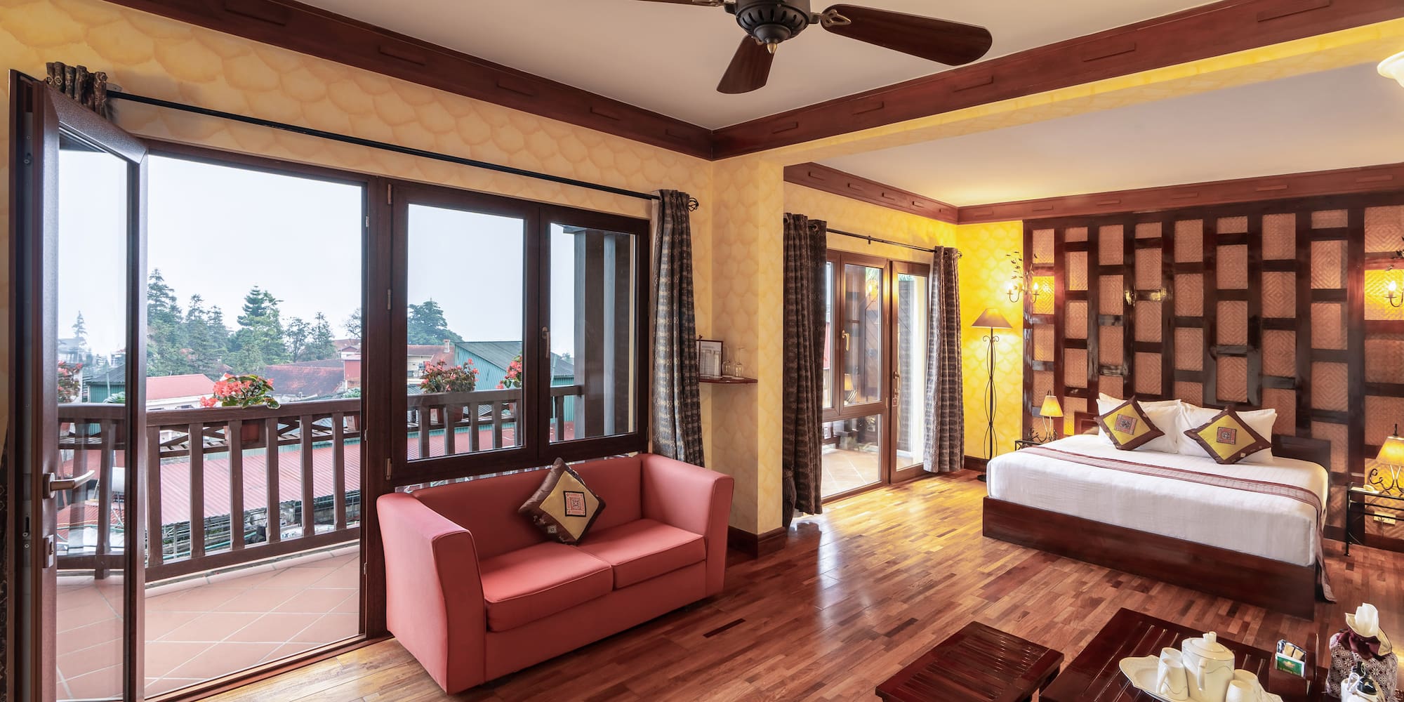 a room with a bed and a couch