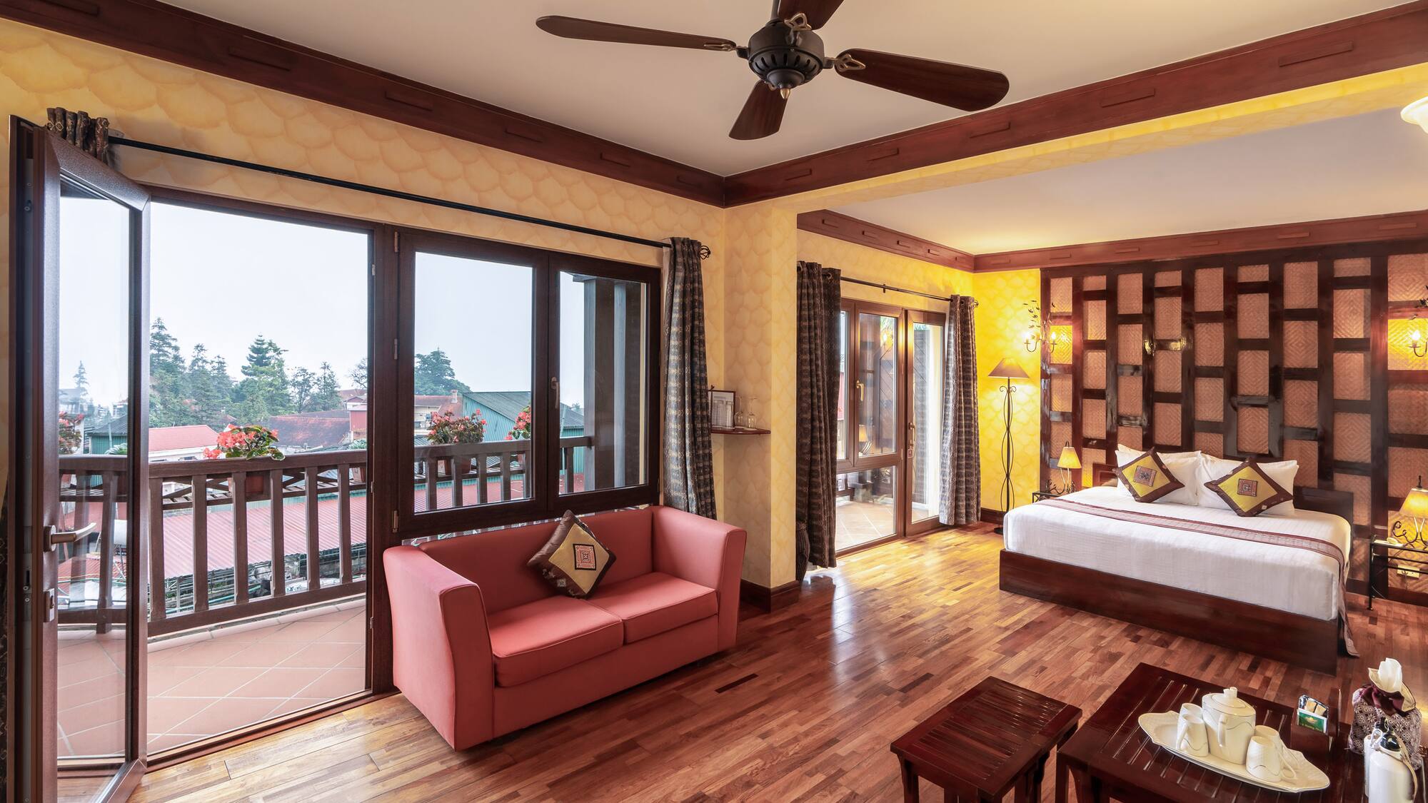 a room with a bed and a couch