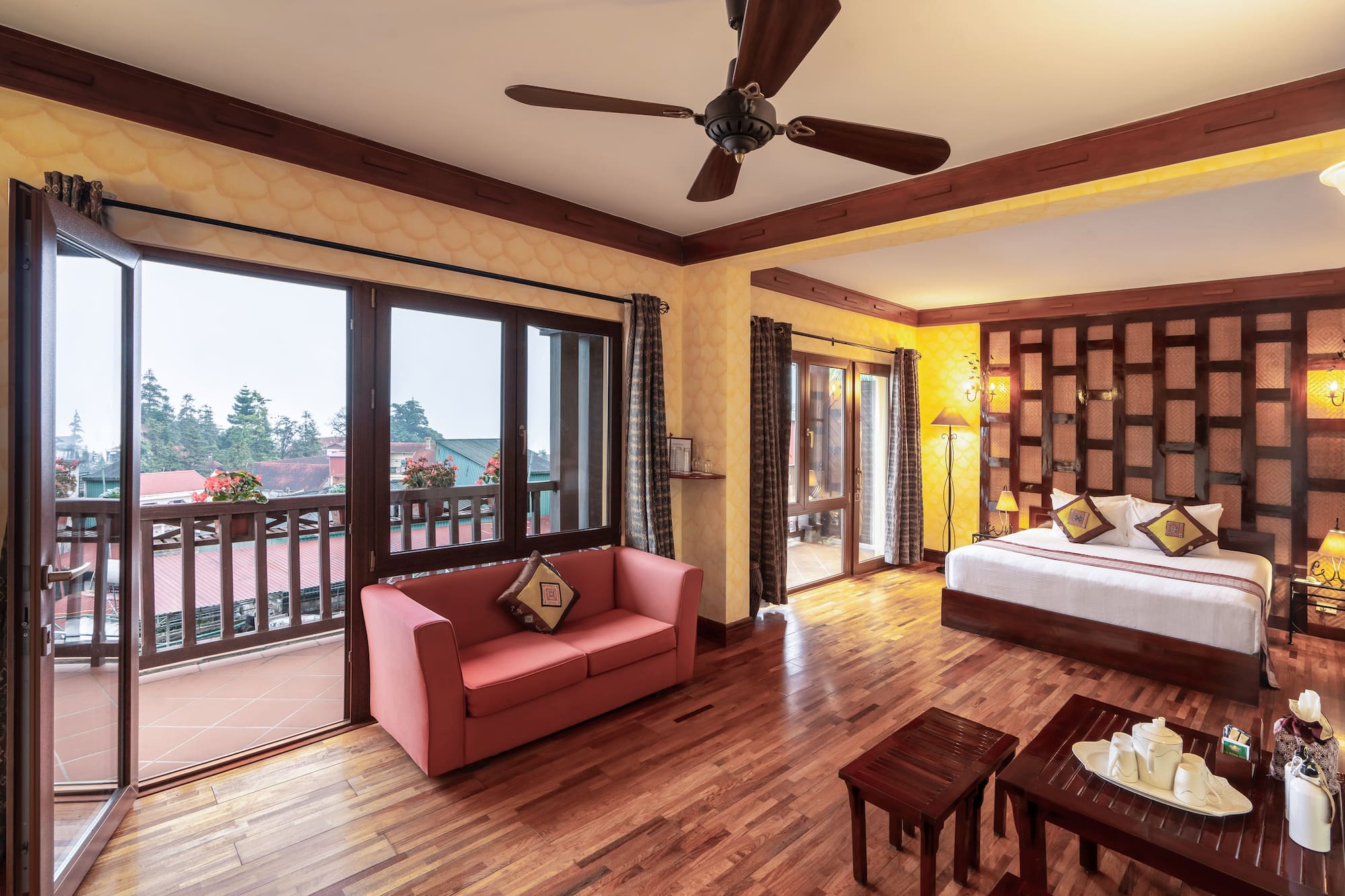 a room with a bed and a couch