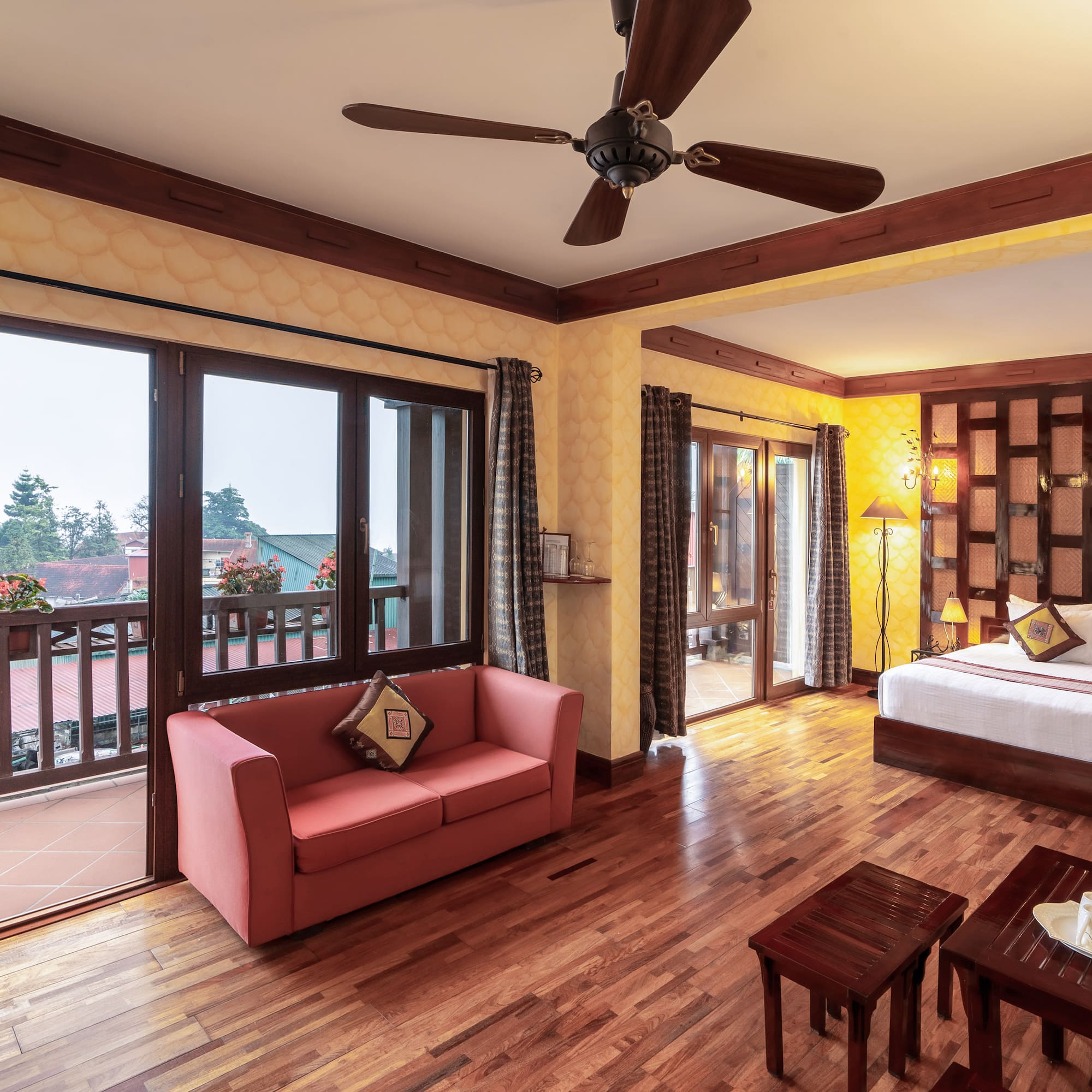 a room with a bed and a couch