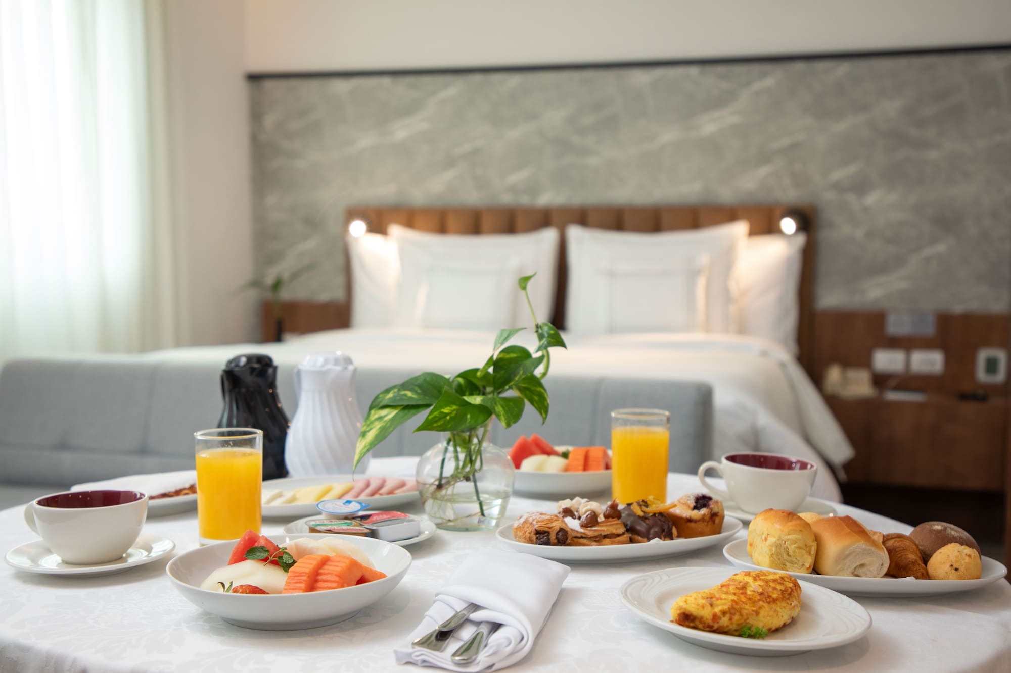 a table with food on it