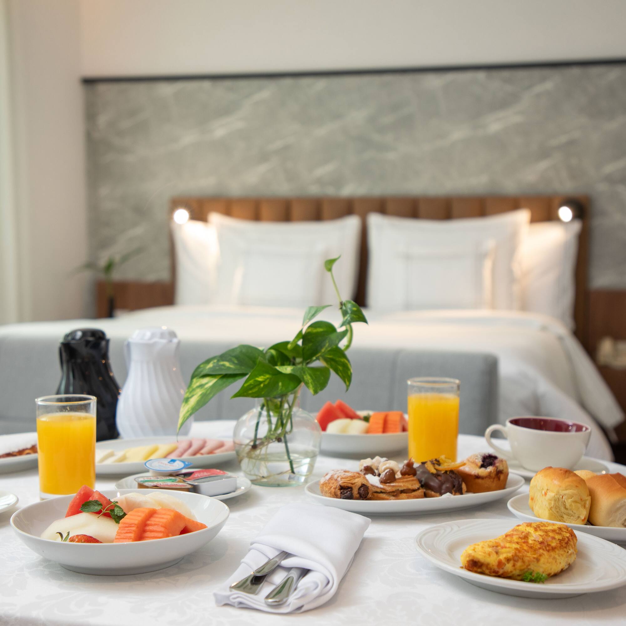 a table with food on it