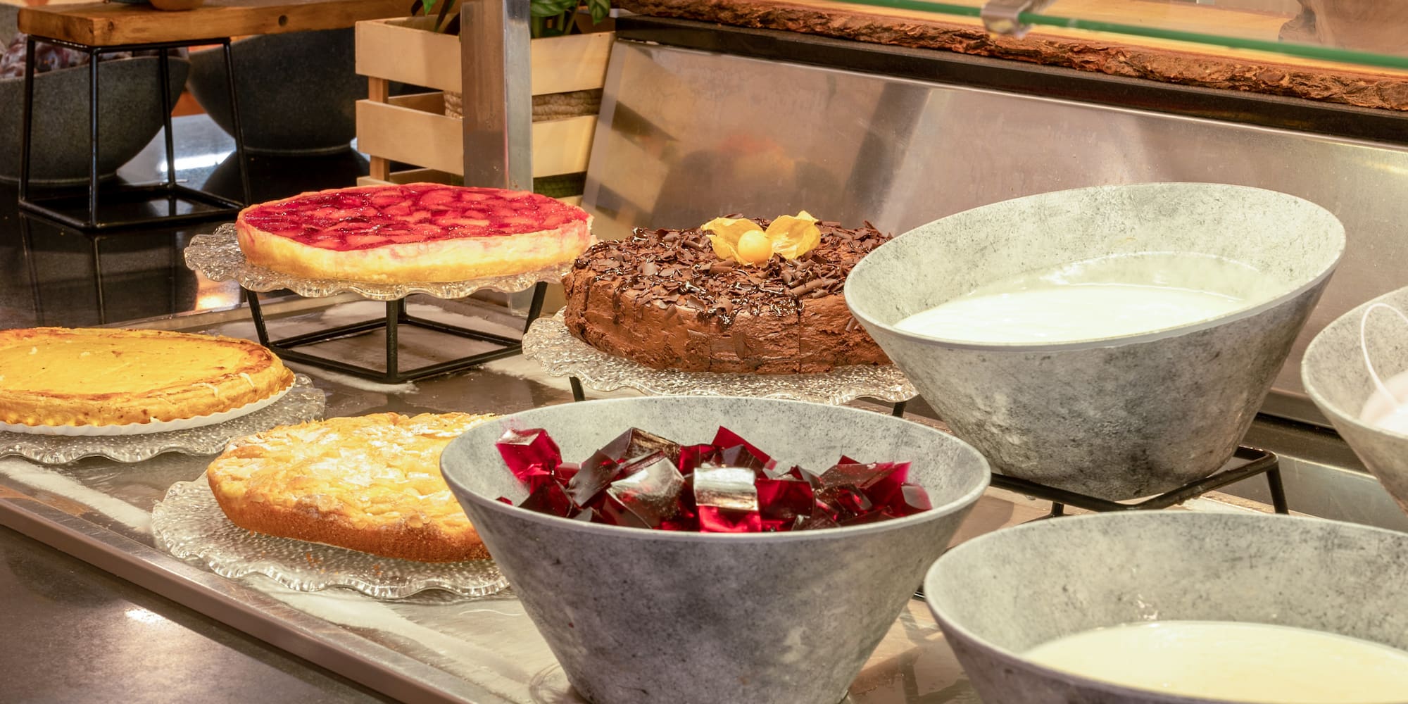 a display of food on a counter