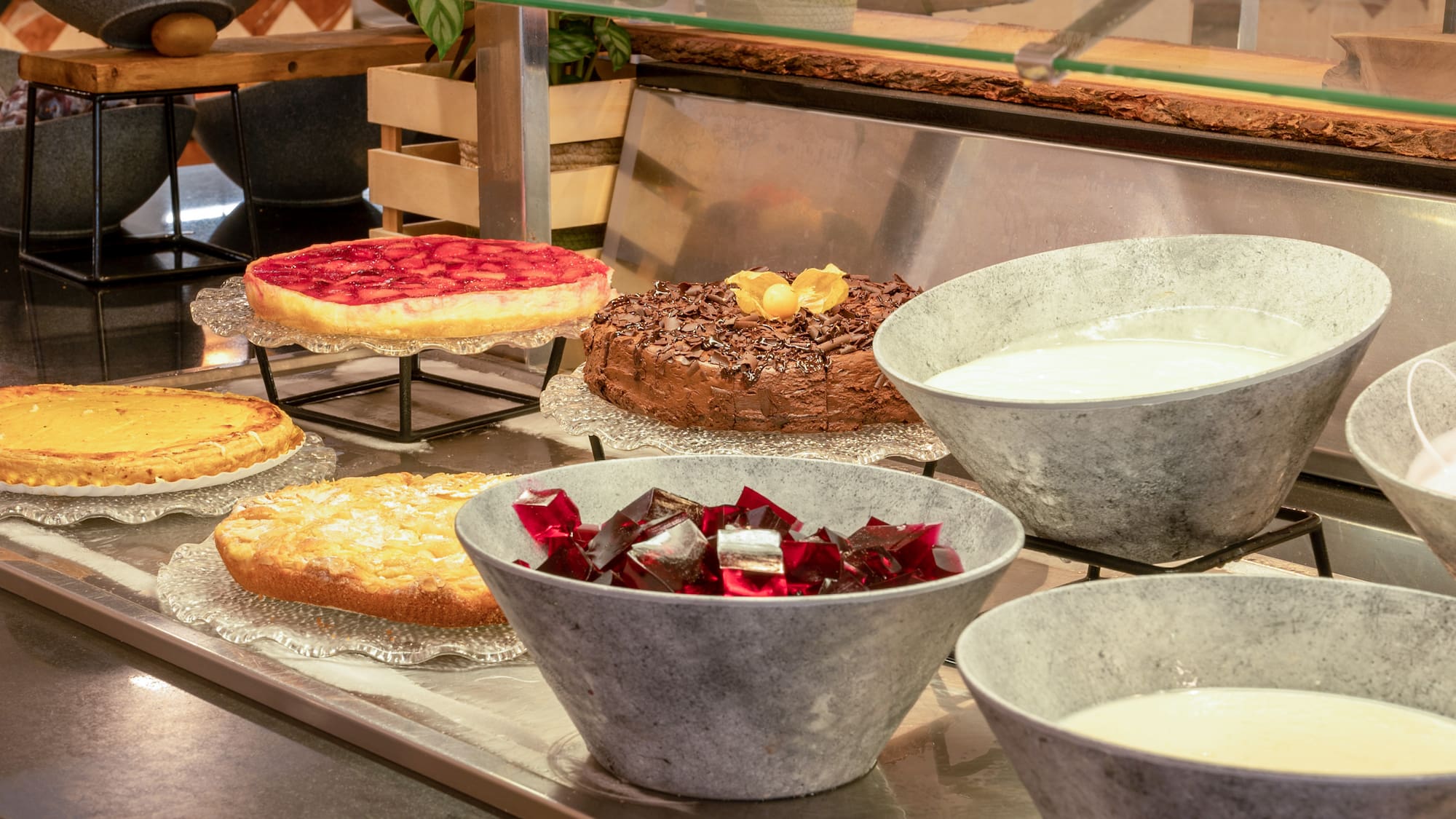 a display of food on a counter